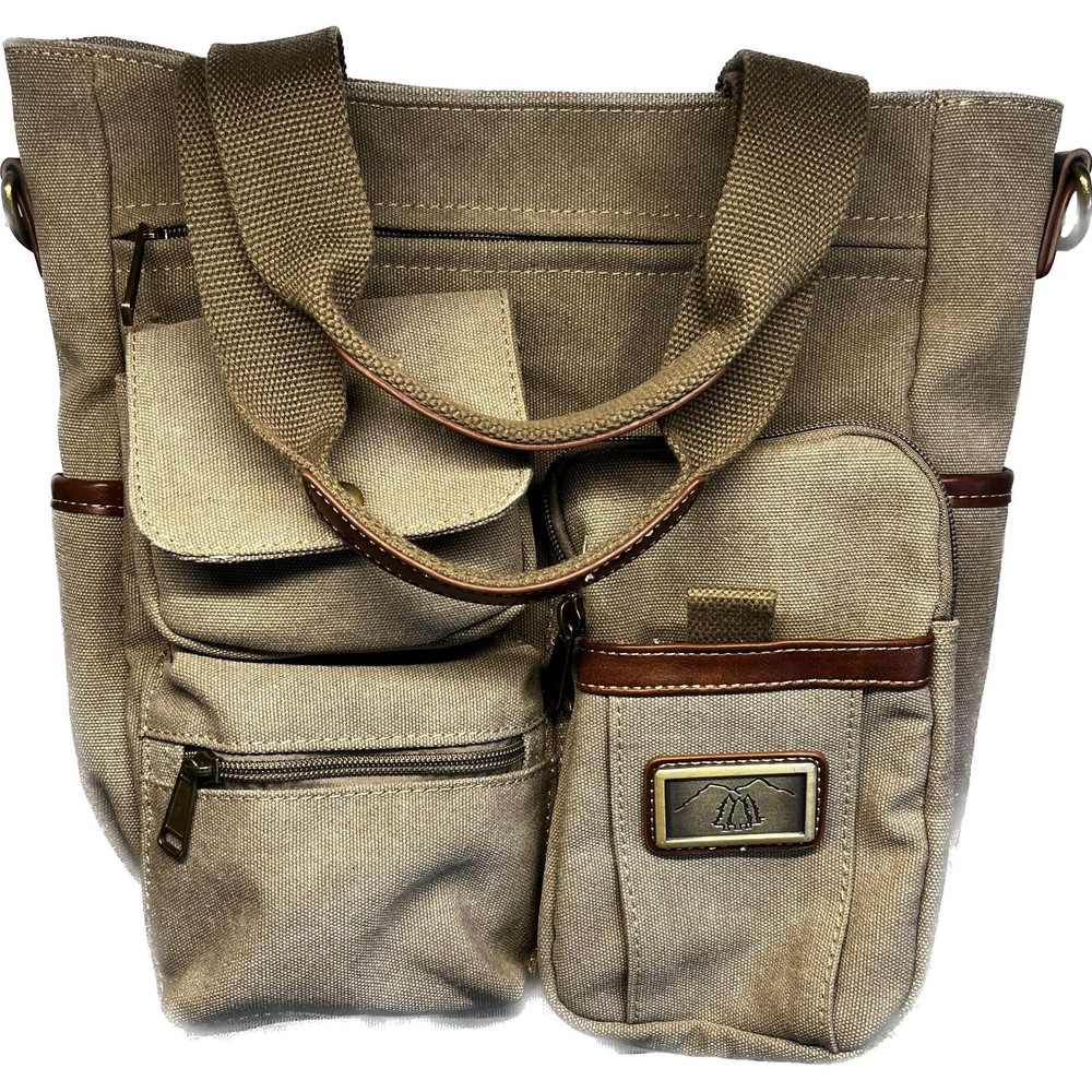 Lt Brown Canvas Shoulder Bag / Tote 14"X14" Excellent Condition